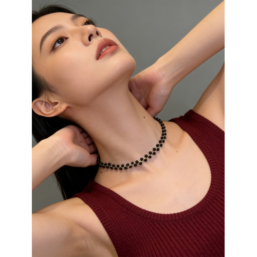 黑色珠子黑曜石項鍊鎖骨鍊配飾2026新款高級感輕奢小衆日常百搭