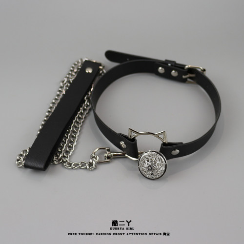 加長鈴鐺項圈男牽引繩成人項鍊choker男生情調大號頸帶小狗脖環