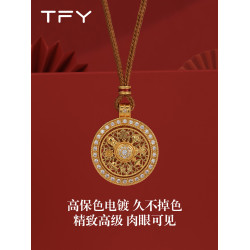 韋雪同款八寶羅盤沙金項鍊新中式長款編繩配飾女高級感秋冬毛衣鏈