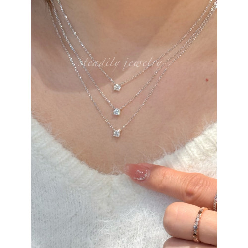 趙露思同款鼻屎鑽項鍊頸間一滴淚經典四爪迷你單鑽石鎖骨鍊2025新