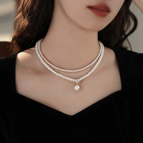 高亮珍珠項鍊2025新款爆款雙層頸鏈輕奢小米珠項鍊輕奢小衆鎖骨鍊 高亮珍珠項鍊2025新款爆款雙層頸鏈輕奢小米珠項鍊輕奢小衆鎖骨鍊