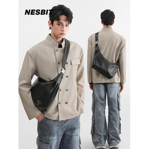 NESBIT小衆設計感軟皮男包簡約百搭單肩斜後後背包2025新款通勤餃子包 NESBIT小衆設計感軟皮男包簡約百搭單肩斜後後背包2025新款通勤餃子包
