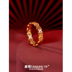 銅錢戒指配飾女款2025春新款素圈戒指旺財偏財精緻首飾氣質簡約