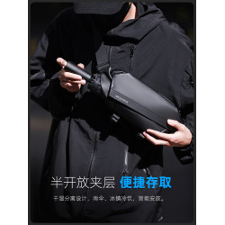 運動胸包男款潮牌機車騎行後後背包男生單肩小挎包戶外防水腰包斜後後背包