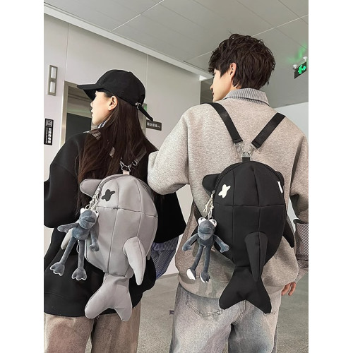 小衆設計感鯨魚雙肩包女2025新款街頭潮流騎行包時尚男大學生後後背包