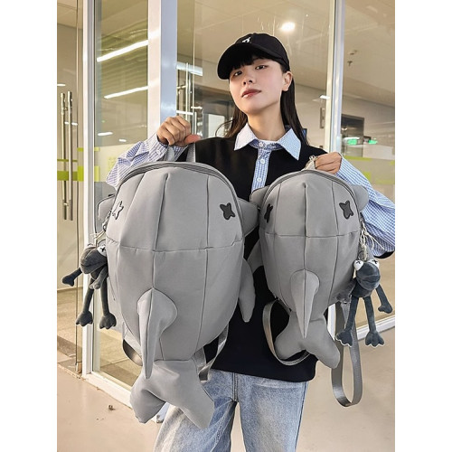 小衆設計感鯨魚雙肩包女2025新款街頭潮流騎行包時尚男大學生後後背包