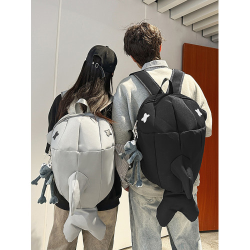 小衆設計感鯨魚雙肩包女2025新款街頭潮流騎行包時尚男大學生後後背包