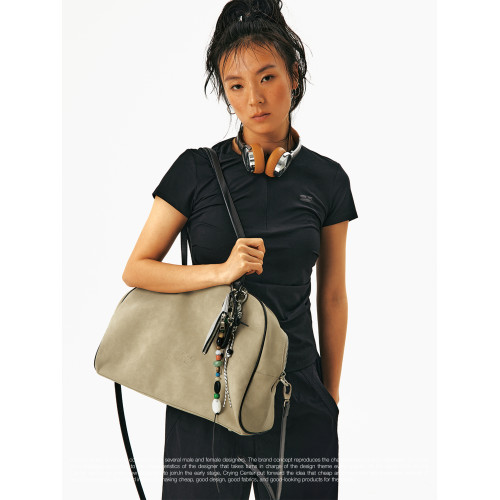 CryingCenter 茶色駝色絨皮撞色拼接容量單肩大包斜後後背包 CryingCenter 茶色駝色絨皮撞色拼接容量單肩大包斜後後背包