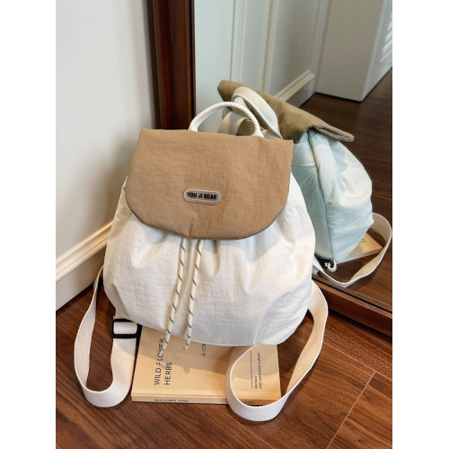 小衆大容量抽繩雙肩包布包 2025韓版ins風包女通勤後後背包旅行書包