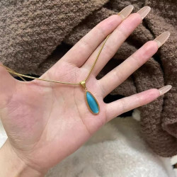 Vintage海洋之心~不掉色鈦鋼藍色水滴項鍊清冷高級感輕奢鎖骨鍊