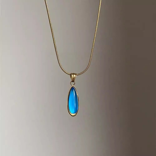 Vintage海洋之心~不掉色鈦鋼藍色水滴項鍊清冷高級感輕奢鎖骨鍊 Vintage海洋之心~不掉色鈦鋼藍色水滴項鍊清冷高級感輕奢鎖骨鍊