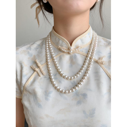 多層雙層長款淡水母貝珍珠項鍊女款2025新款爆款年輕人曡戴鎖骨鍊