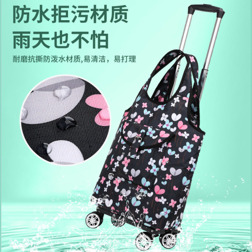 萬向輪四輪買菜車折曡推車家用買菜鋁合金伸縮拉桿購物袋拉桿包
