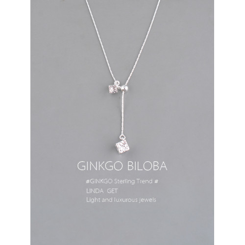 925純銀紋理方塊項鍊配飾女長款毛衣鏈小衆韓系冷淡風頸鏈ins刻字