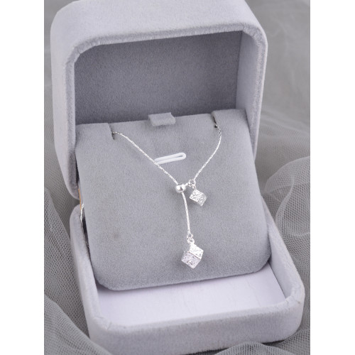 925純銀紋理方塊項鍊配飾女長款毛衣鏈小衆韓系冷淡風頸鏈ins刻字