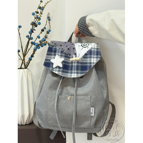 日系ins原創小清新雙肩包女拼接後後背包高中生大學生上課書包通勤包