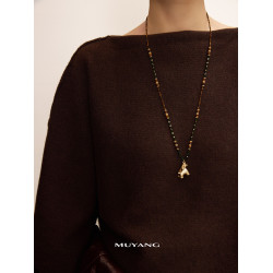 慕陽MUYANG彩馬項鍊女高級感大氣高檔本命年馬吊墜時尚秋冬毛衣鏈