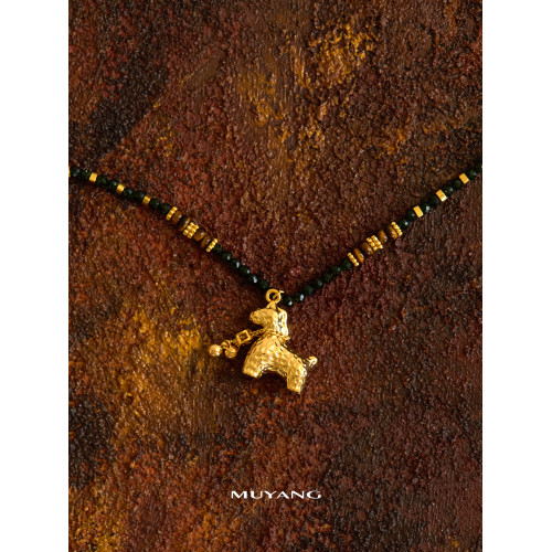 慕陽MUYANG彩馬項鍊女高級感大氣高檔本命年馬吊墜時尚秋冬毛衣鏈