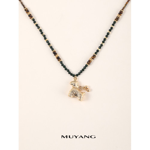 慕陽MUYANG彩馬項鍊女高級感大氣高檔本命年馬吊墜時尚秋冬毛衣鏈