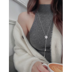 Z小姐 超閃雪花鋯石可抽拉項鍊女2025新款輕奢小衆百搭秋冬毛衣鏈