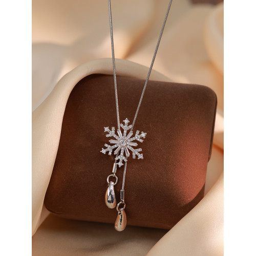 Z小姐 超閃雪花鋯石可抽拉項鍊女2025新款輕奢小衆百搭秋冬毛衣鏈