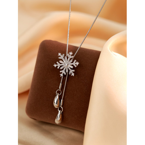 Z小姐 超閃雪花鋯石可抽拉項鍊女2025新款輕奢小衆百搭秋冬毛衣鏈