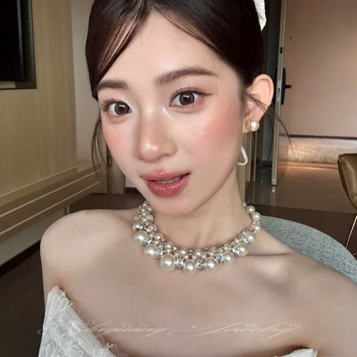 新款珍珠項鍊高級感鎖骨鍊頸鏈溫柔choker項飾婚紗禮服配飾品