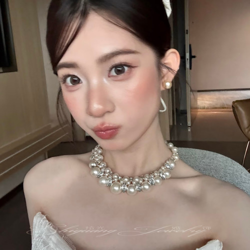 新款珍珠項鍊高級感鎖骨鍊頸鏈溫柔choker項飾婚紗禮服配飾品