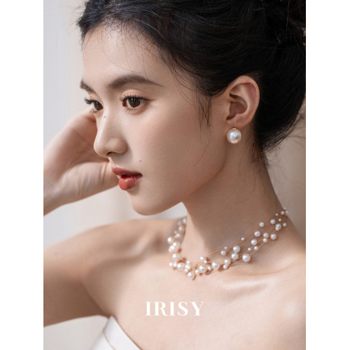 IRISY 「珠生曉夢」多層珍珠項鍊新娘禮服法式小衆設計配飾鎖骨鍊
