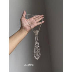 歐美小衆設計鏤空領帶choker頸圈長款氣質重工百搭高級感辣妹配飾