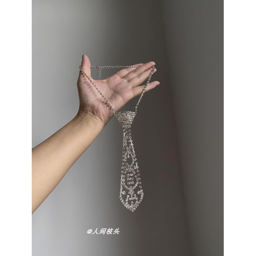 歐美小衆設計鏤空領帶choker頸圈長款氣質重工百搭高級感辣妹配飾