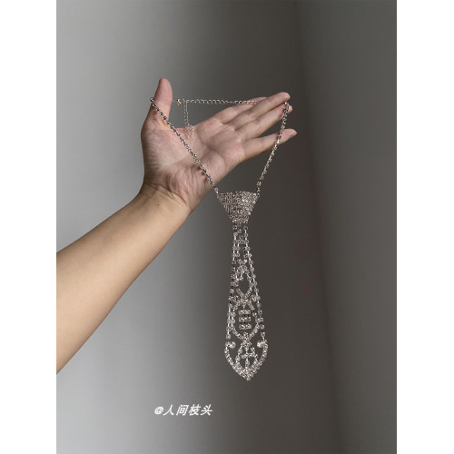 歐美小衆設計鏤空領帶choker頸圈長款氣質重工百搭高級感辣妹配飾