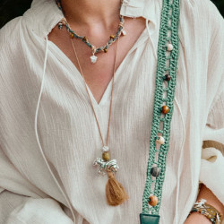 斑馬波西米亞小馬流蘇復古民族風毛衣鏈長款項鍊配飾度假風項鍊