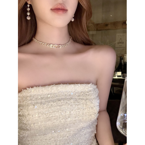 【蜜桃茶】奧莉千金 閃鑽麥穗CD字母choker項鍊套裝高級禮服配飾 【蜜桃茶】奧莉千金 閃鑽麥穗CD字母choker項鍊套裝高級禮服配飾