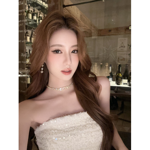 【蜜桃茶】奧莉千金 閃鑽麥穗CD字母choker項鍊套裝高級禮服配飾 【蜜桃茶】奧莉千金 閃鑽麥穗CD字母choker項鍊套裝高級禮服配飾