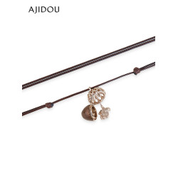 AJIDOU阿吉豆森林來信系列可愛棕色橡果吊墜可調節設計毛衣鏈項鍊