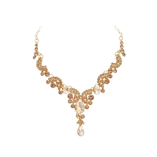 千金琉璃~超閃金色水滴高級感項鍊貴氣誇張生日新娘晚宴禮服配飾