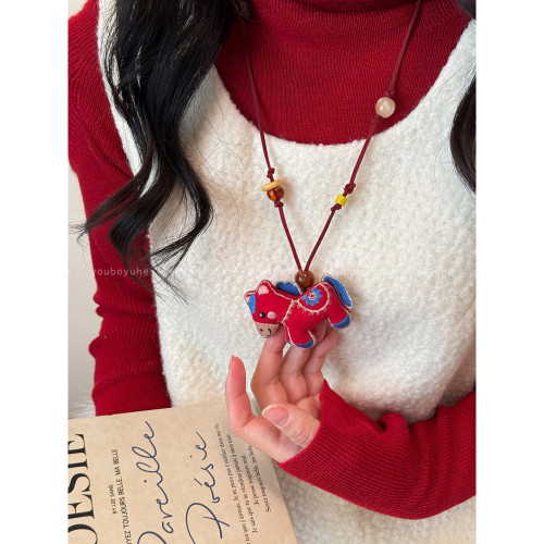 馬嵗迎喜~手工小馬串珠項鍊女2026本命年新款毛衣鏈秋冬胸針配飾 馬嵗迎喜~手工小馬串珠項鍊女2026本命年新款毛衣鏈秋冬胸針配飾