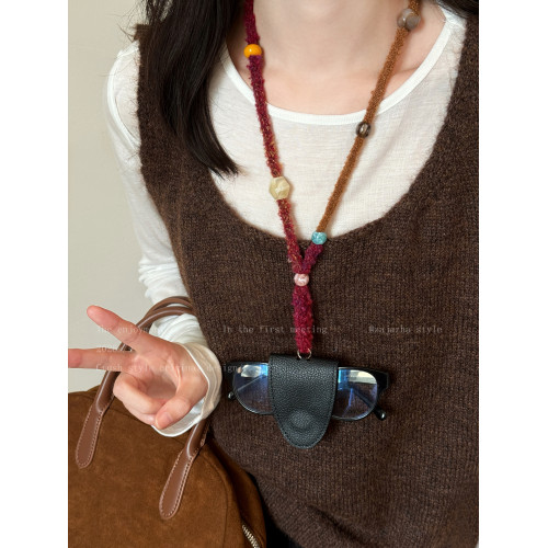 手作日記~搞怪愛心毛絨項鍊女秋冬小衆設計感毛衣鏈掛脖裝飾配飾