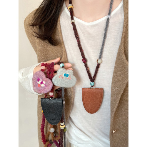 手作日記~搞怪愛心毛絨項鍊女秋冬小衆設計感毛衣鏈掛脖裝飾配飾