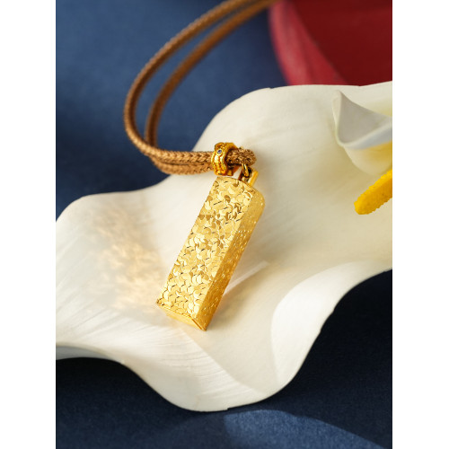 唐珮銅合金布藝項鍊 設計感國潮風碎碎冰四方印項鍊復古時尚飾品