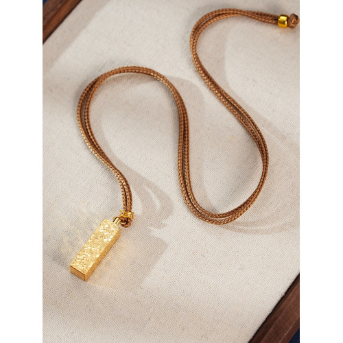 唐珮銅合金布藝項鍊 設計感國潮風碎碎冰四方印項鍊復古時尚飾品