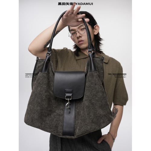 黑田矢衛「礪鎖」原創帆布托特包男女生小衆高級感通勤單肩斜後後背包 黑田矢衛「礪鎖」原創帆布托特包男女生小衆高級感通勤單肩斜後後背包