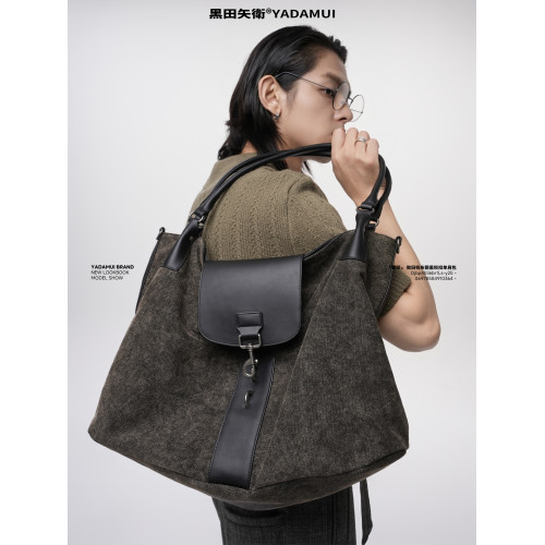 黑田矢衛「礪鎖」原創帆布托特包男女生小衆高級感通勤單肩斜後後背包 黑田矢衛「礪鎖」原創帆布托特包男女生小衆高級感通勤單肩斜後後背包