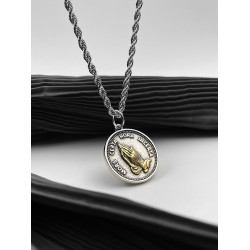 WHYBLUE 祈禱之手項鍊復古男潮個性嘻哈風歐美街頭飾品女潮牌吊墜