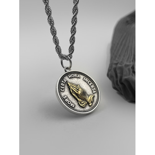 WHYBLUE 祈禱之手項鍊復古男潮個性嘻哈風歐美街頭飾品女潮牌吊墜