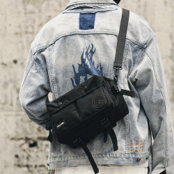 斜後後背包男士時尚潮牌工裝包ins潮機能運動挎包男生百搭斜背單肩包