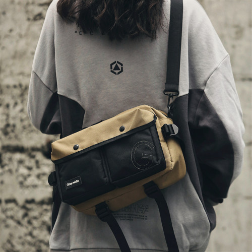 斜後後背包男士時尚潮牌工裝包ins潮機能運動挎包男生百搭斜背單肩包