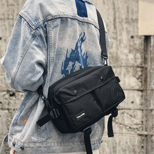 斜後後背包男士時尚潮牌工裝包ins潮機能運動挎包男生百搭斜背單肩包