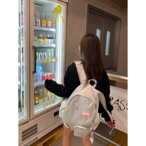 HURIDOM 2025新款原創雙肩包女大容量DIY掛件休閒後後背包銀色小衆